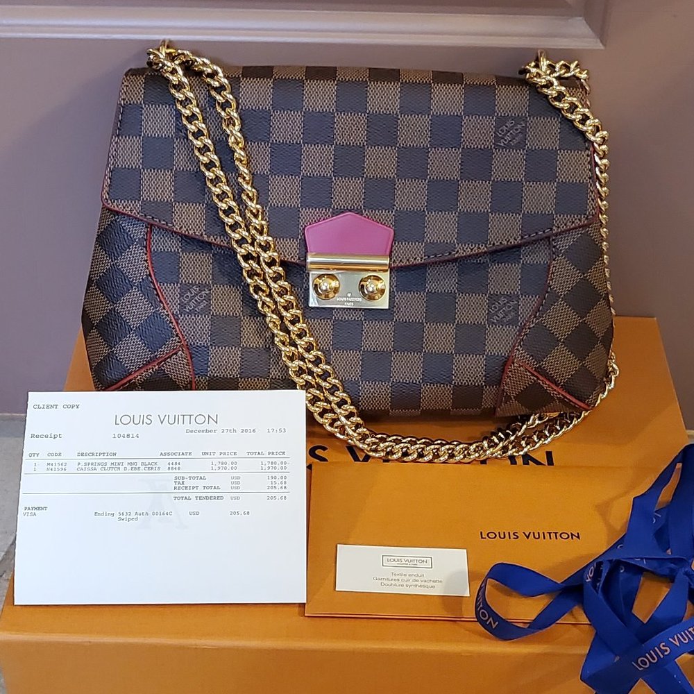 Louis Vuitton Caissa Clutch Damier Ebene Brown